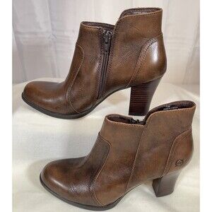 Born Claire Brown leather High heel ankle boots booties size US 7.5 UK 7  EU40.5